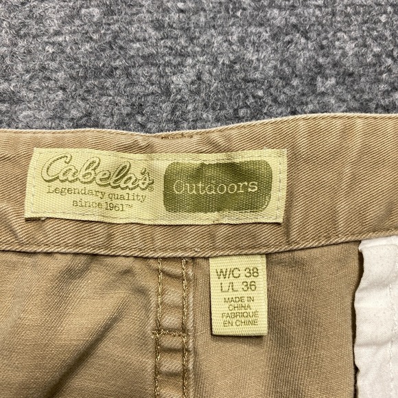 Cabelas Pants Men 38x36 Beige Cargo Pocket Straight Hiking Fishing - Picture 7 of 12